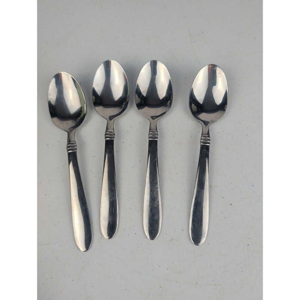 Oneida Banbury Stainless Flatware Lot Of 4  Teaspoons 6-3/8" 3 Band